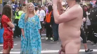 Public girl cant stop watching naked man penis